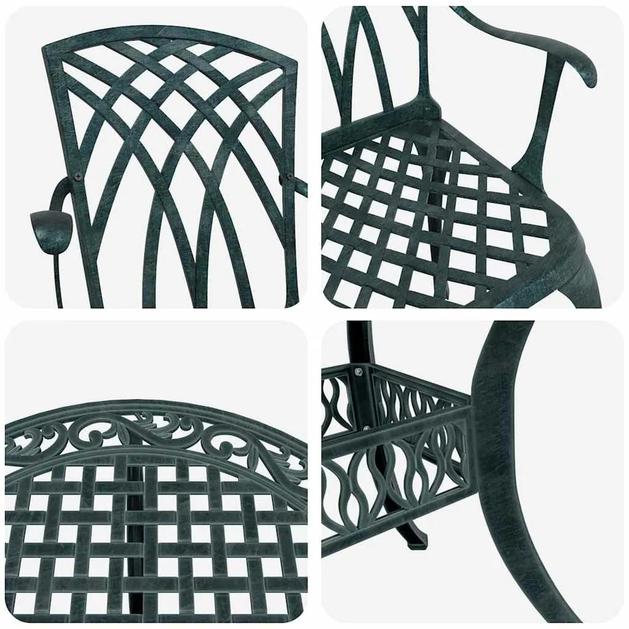 Ensemble de salle à manger pour jardin 5 pcs Vert Aluminium - 11