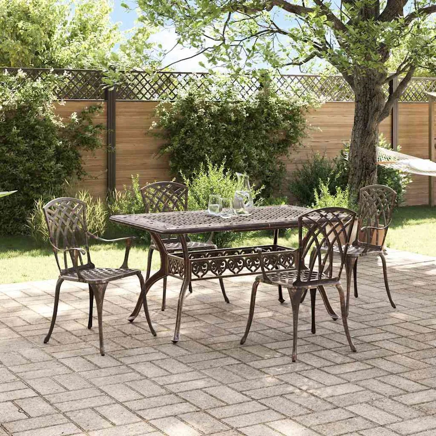 Ensemble de salle à manger pour jardin 5 pcs Bronze Aluminium - 4