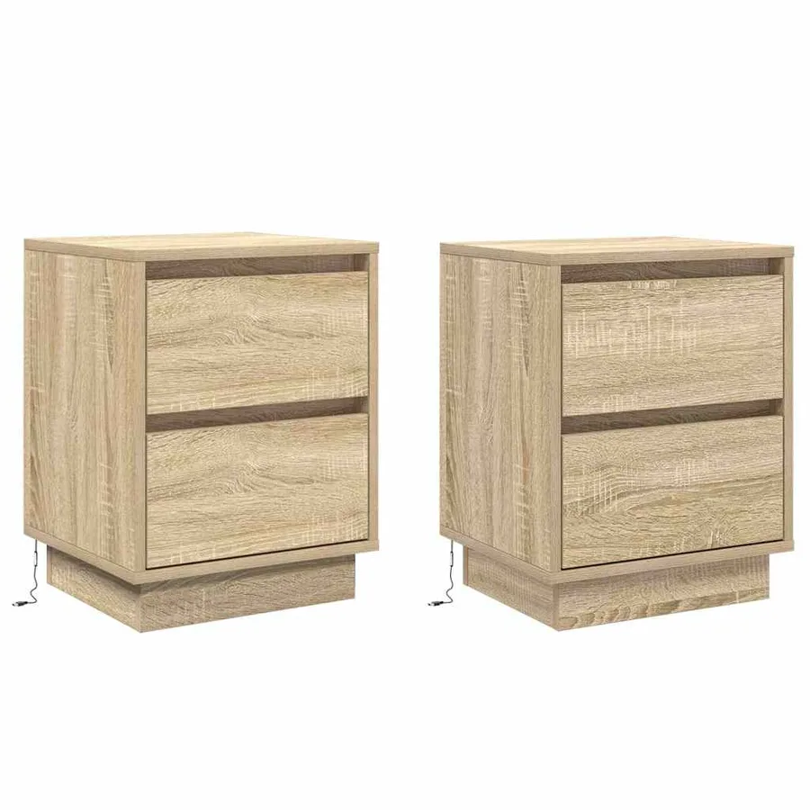 Cabinet de chevet 2 pcs Chêne Sonoma 39 x 34,5 x 50 cm - 2