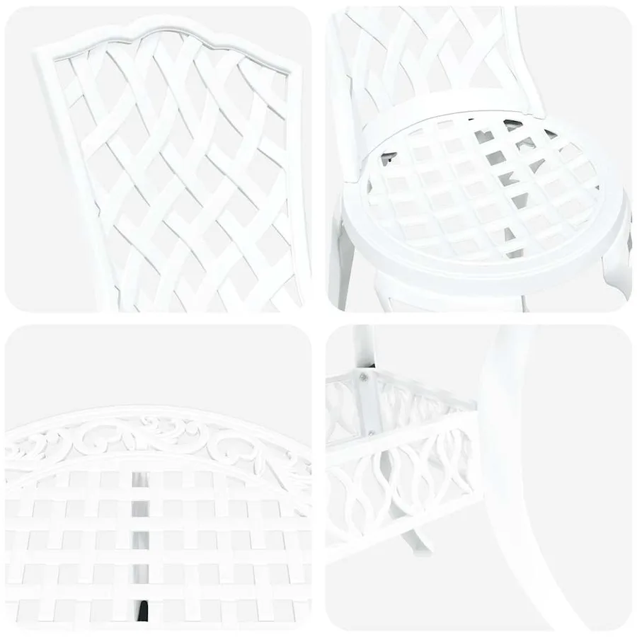 Ensemble de salle à manger pour jardin 5 pcs Blanc Aluminium - 11