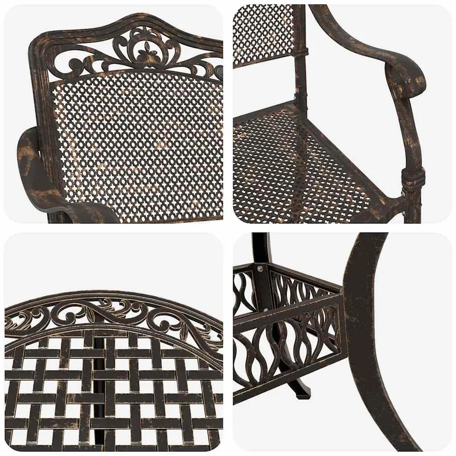 Ensemble de salle à manger pour jardin 7 pcs Bronze Aluminium - 11