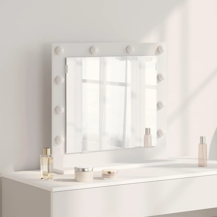 Miroir de vanité Blanc 60 x 55 x 18 cm Verre et bois composite