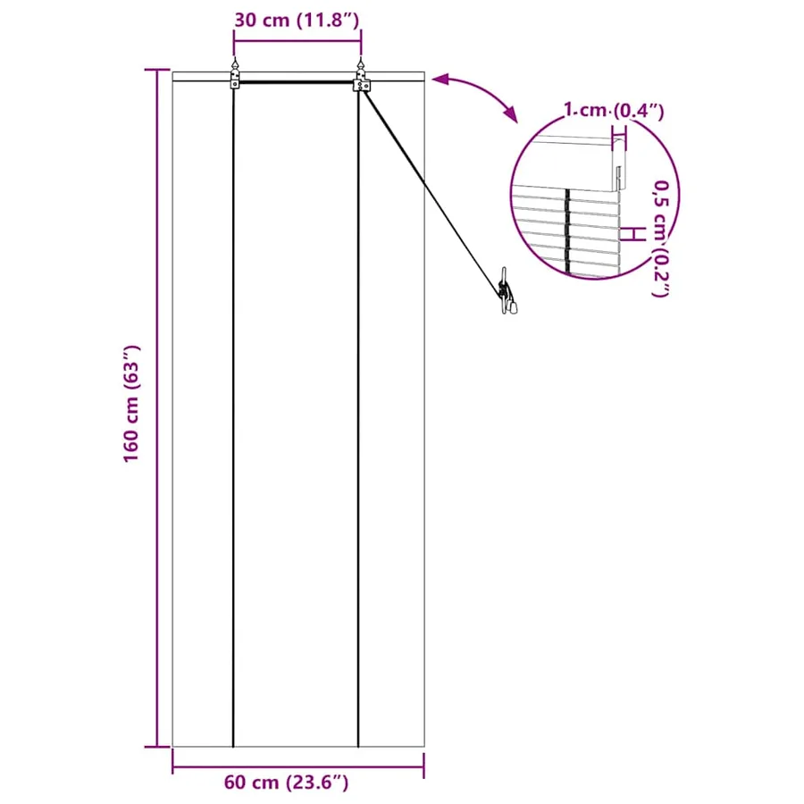 Store enrouleur Marron 60 x 160 cm Bambou - 15