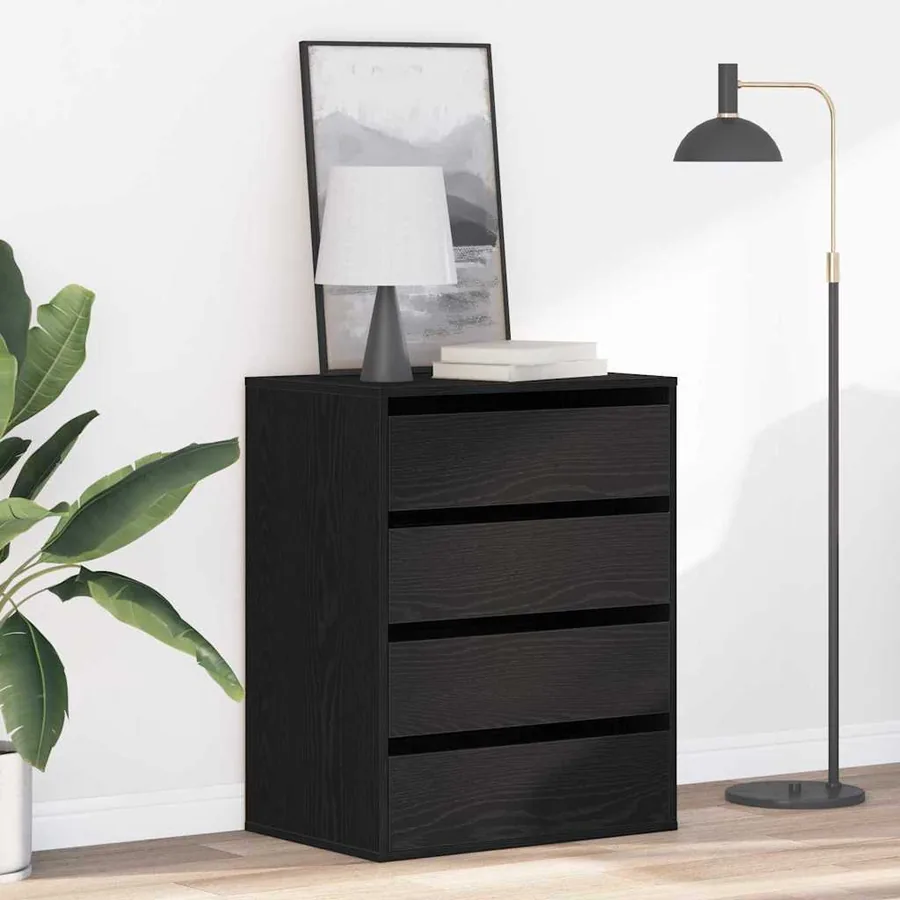 Armoire à tiroirs Noir 60 x 41 x 76 cm Bois d'ingénierie