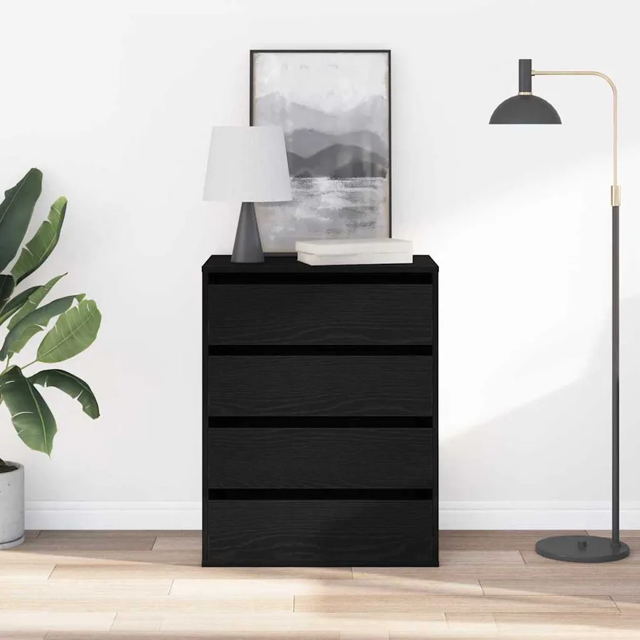 Armoire à tiroirs Noir 60 x 41 x 76 cm Bois d'ingénierie - 4