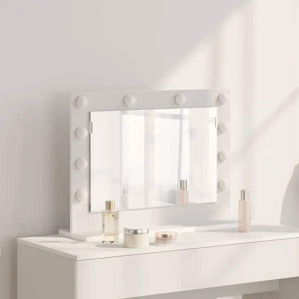 Miroir de vanité Blanc 60 x 45 x 18 cm Verre et bois composite