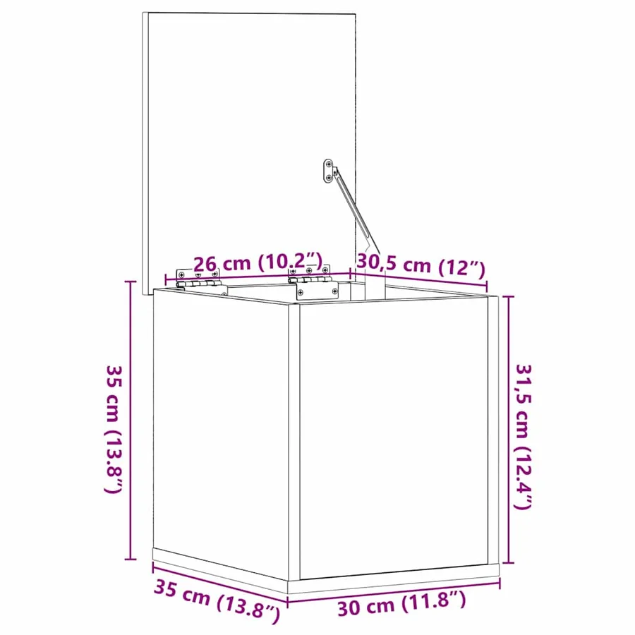 Boîte de Rangement avec stockage Bois Ancien 30 x 35 x 35 cm - 12