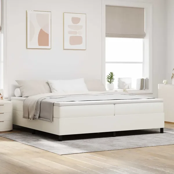 Cadre de lit plateforme Crème 200 x 200 cm