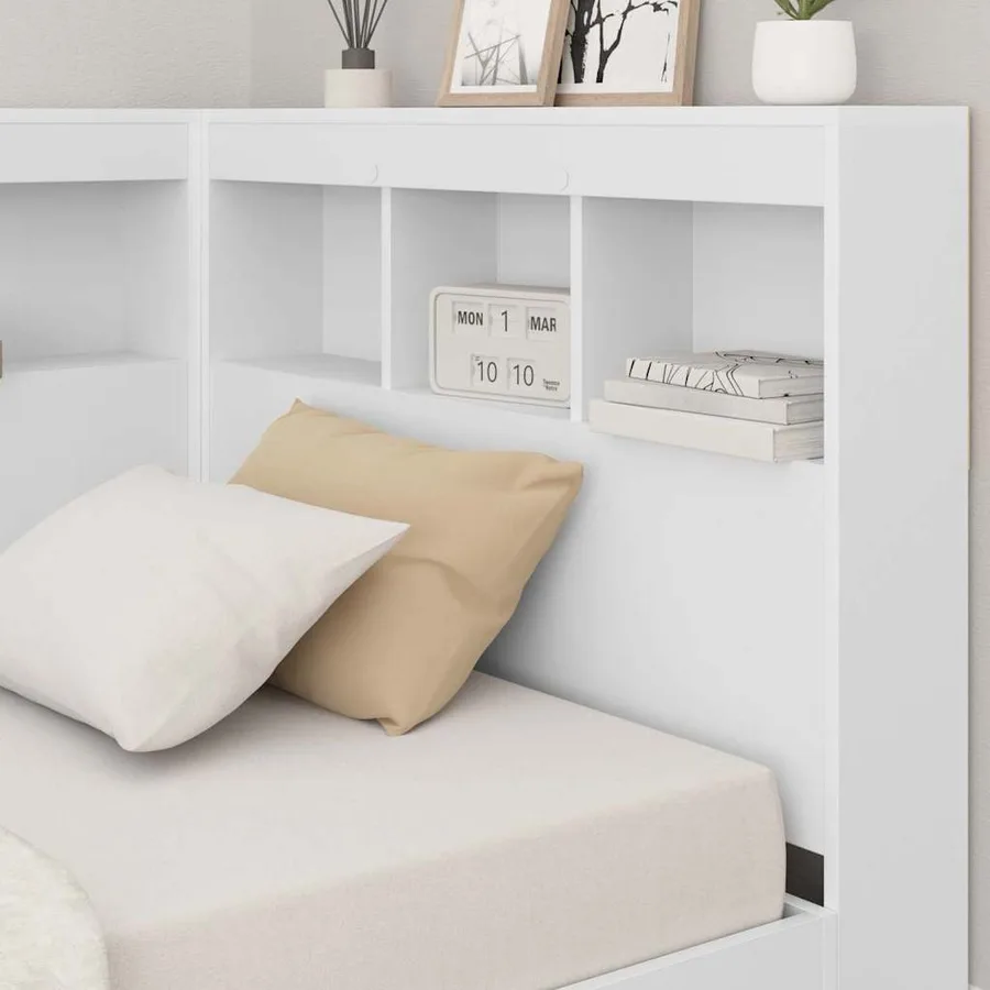 Tête de lit de rangement Blanc 90 cm Bois d'ingénierie - 4