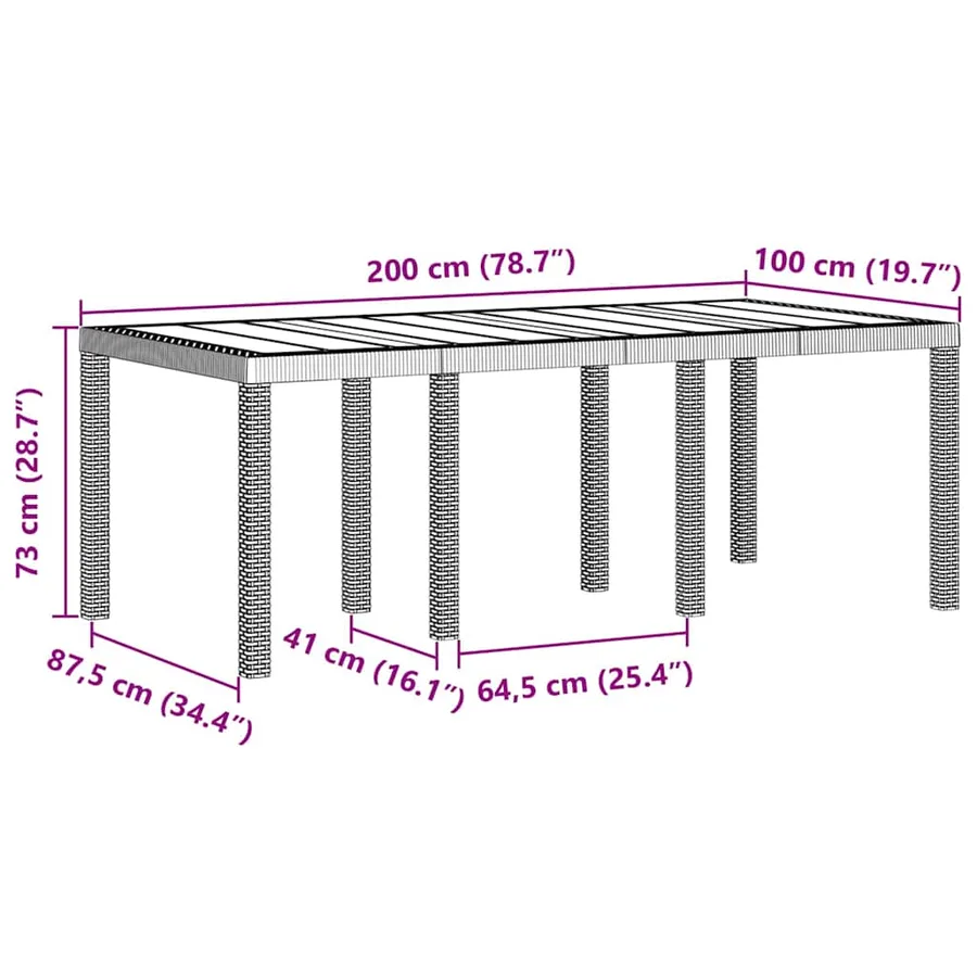 Table de Jardin Blanc 200 x 100 x 73 cm polyrotin - 11