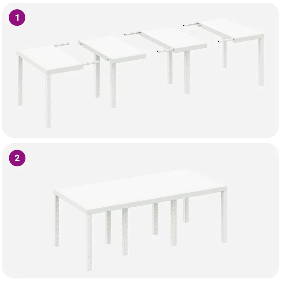 Table de Jardin Blanc 200 x 100 x 73 cm polyrotin - 8