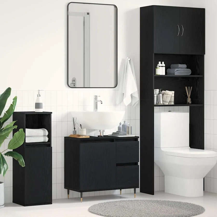 Cabinet de salle de bain avec tiroir Chêne noir 65 x 33 x 60 cm