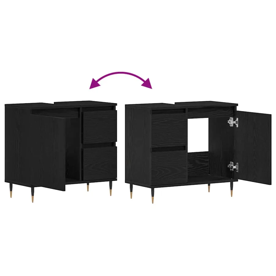 Cabinet de salle de bain avec tiroir Chêne noir 65 x 33 x 60 cm - 14