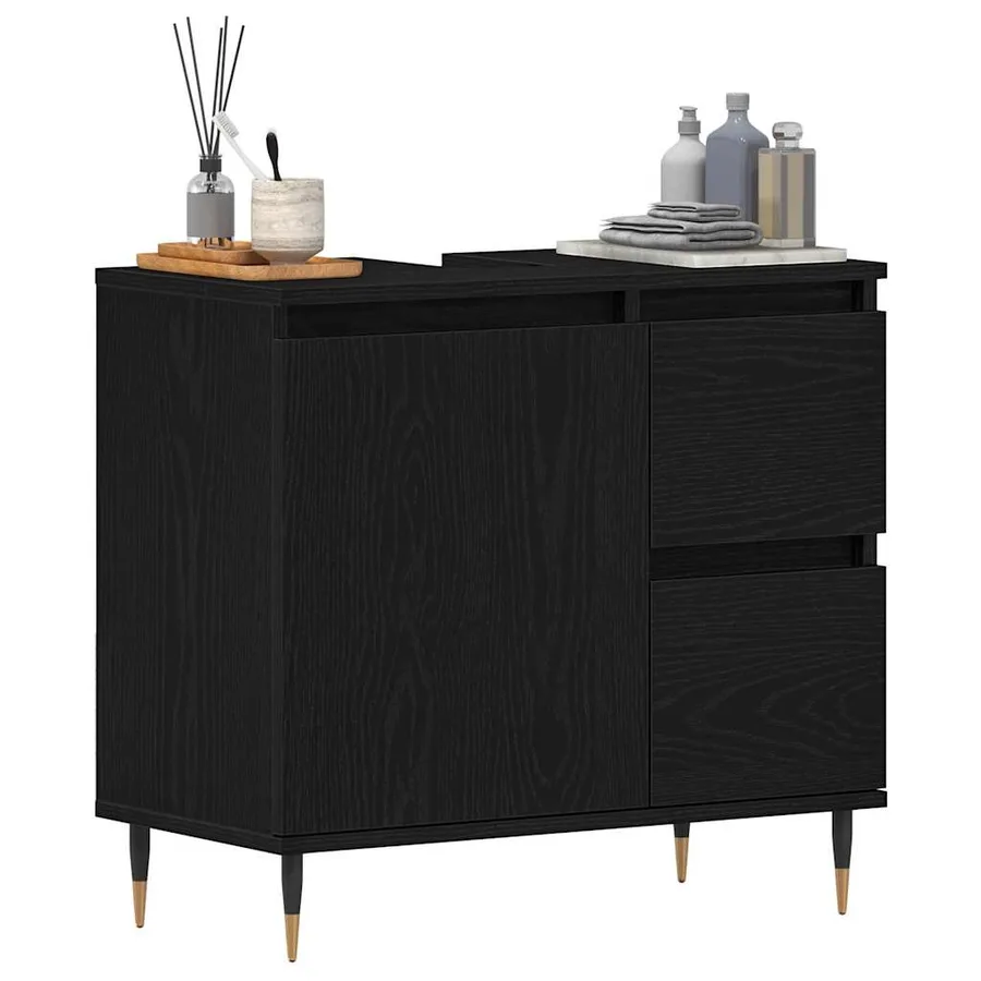 Cabinet de salle de bain avec tiroir Chêne noir 65 x 33 x 60 cm - 3