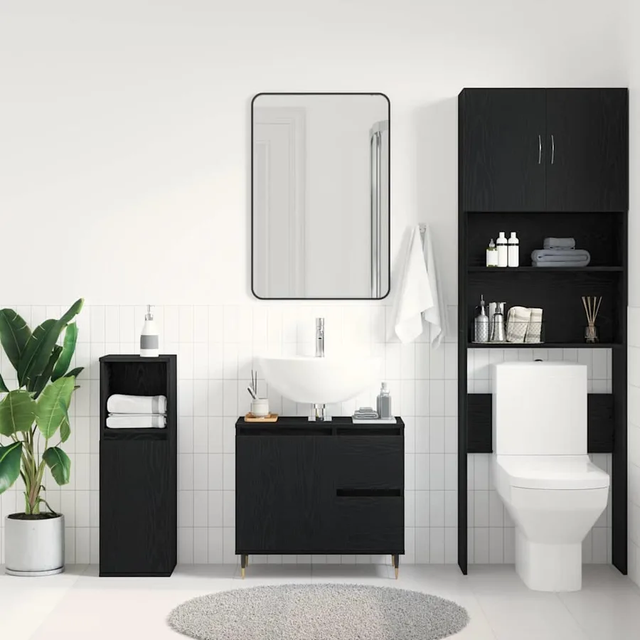 Cabinet de salle de bain avec tiroir Chêne noir 65 x 33 x 60 cm - 4