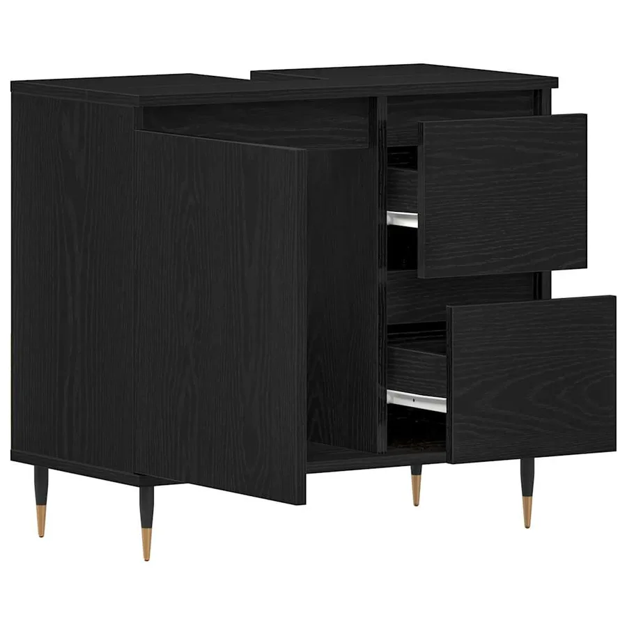 Cabinet de salle de bain avec tiroir Chêne noir 65 x 33 x 60 cm - 5