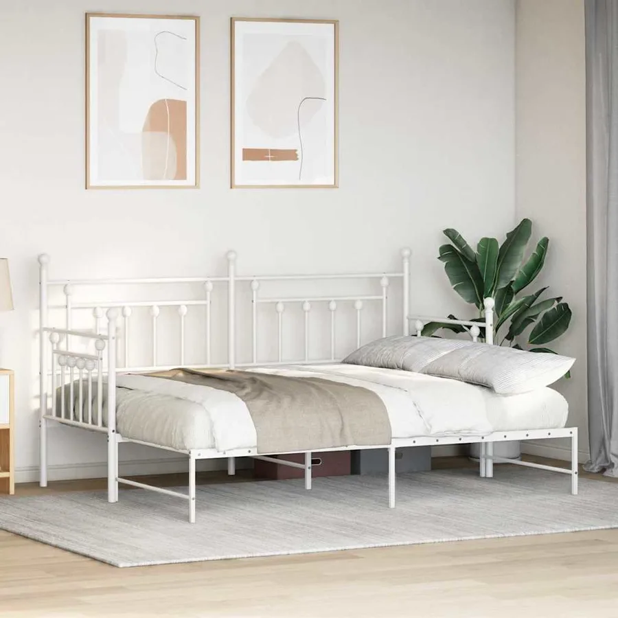 Cadre de lit de jour Blanc 75 x 190 cm Acier - 3