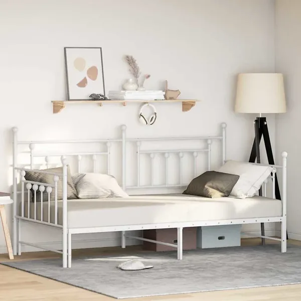 Cadre de lit de jour Blanc 90 x 200 cm Acier