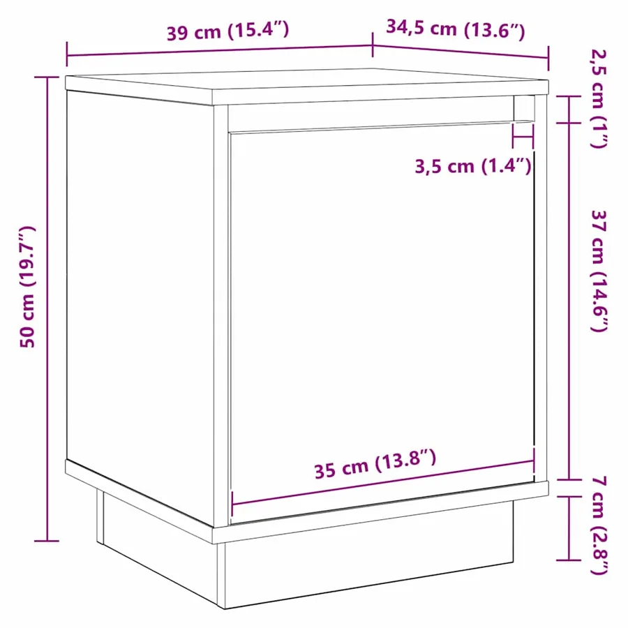 Cabinet de chevet 2 pcs Gris béton 39 x 34,5 x 50 cm - 16