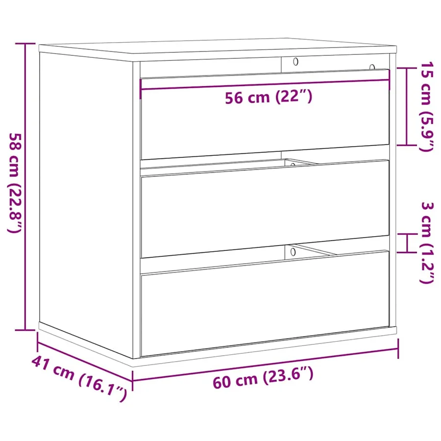 Armoire à tiroirs Noir 61 x 41 x 58 cm Bois d'ingénierie - 12