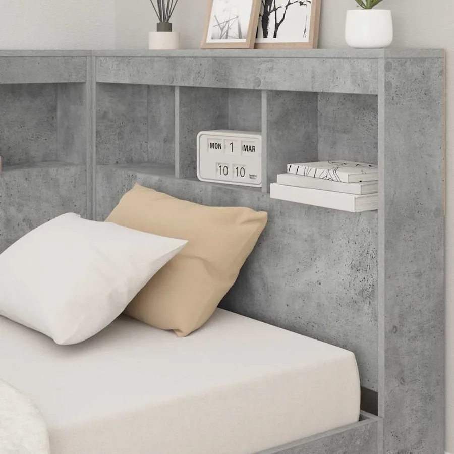 Tête de lit de rangement Gris béton 90 cm Bois d'ingénierie - 4