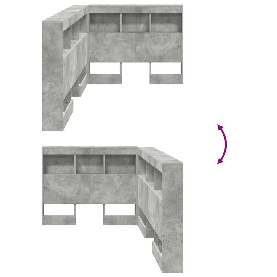 Tête de lit de rangement Gris béton 90 cm Bois d'ingénierie - 8