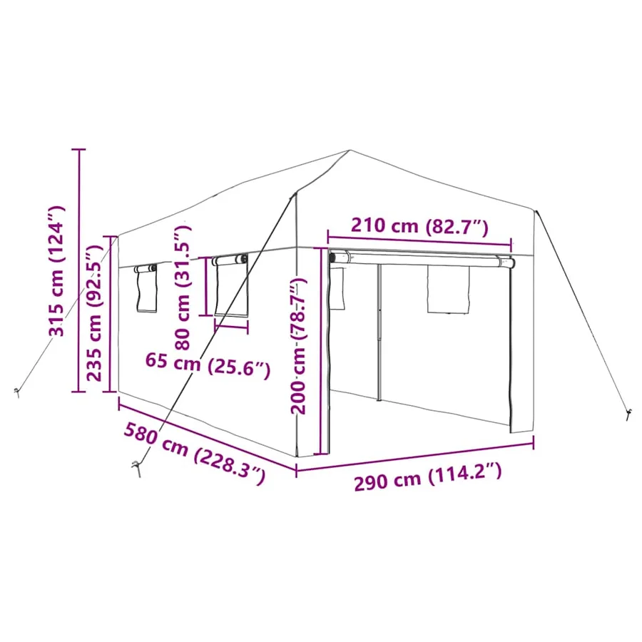 Serre avec cadre pop-up avec toit Vert 290 x 580 x 315 cm Fer - 11