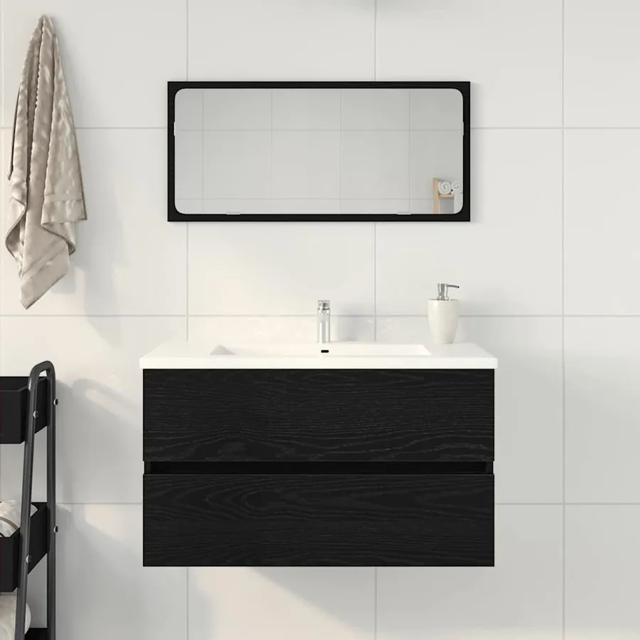 Meuble de Lavabo de Salle de Bain Chêne noir 80 x 38,5 x 45 cm - 4