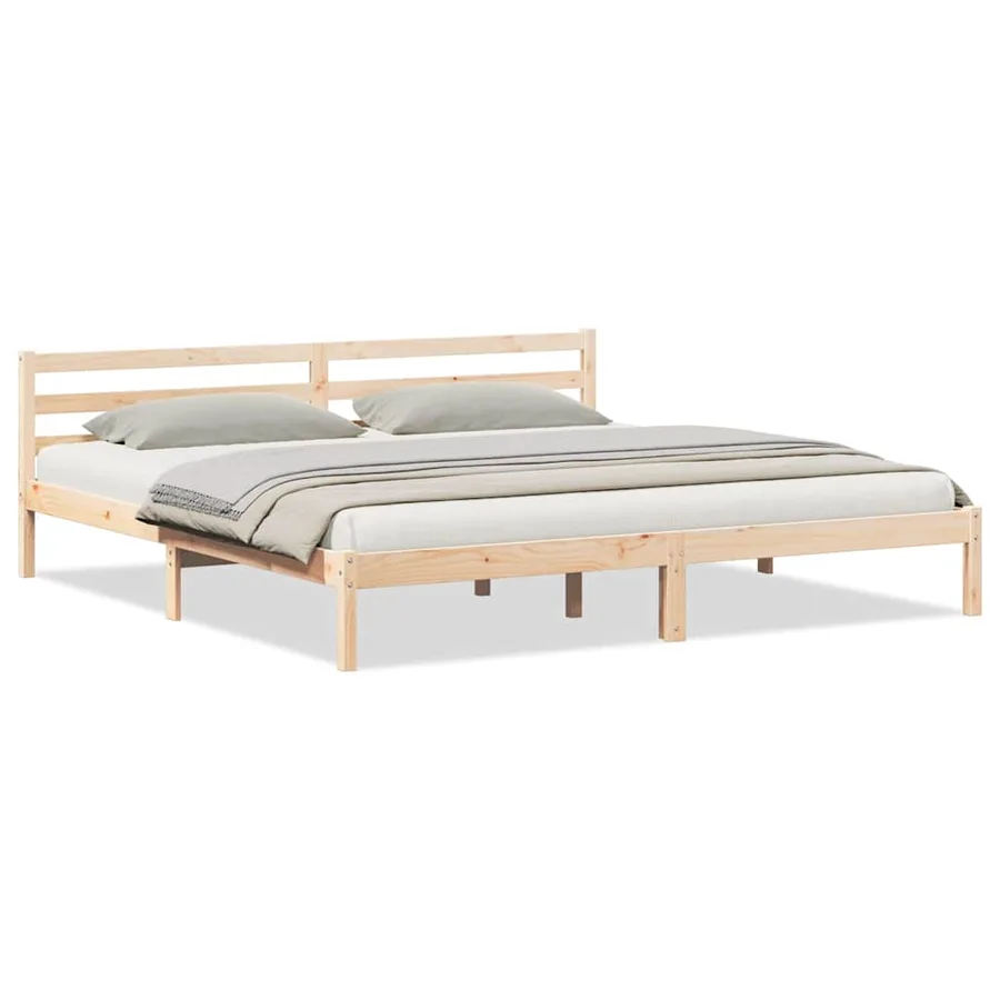 Cadre de lit Marron 225,5 x 185,5 x 69,5 cm Bois de Pin Massif - 3