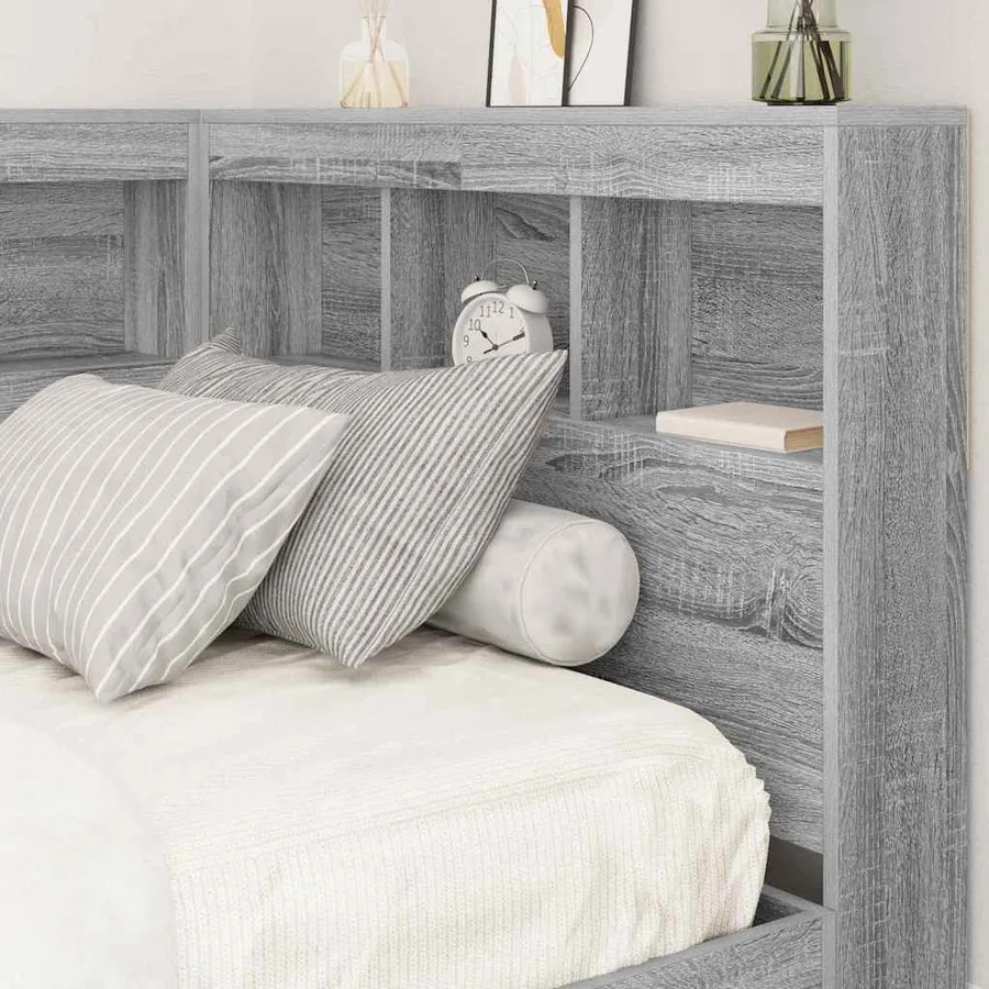Tête de lit de rangement Gris Sonoma 90 cm Bois d'ingénierie - 4