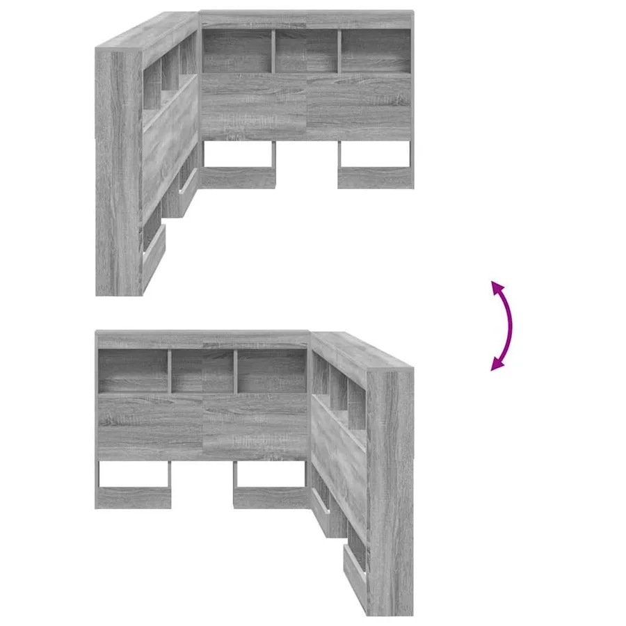 Tête de lit de rangement Gris Sonoma 90 cm Bois d'ingénierie - 8