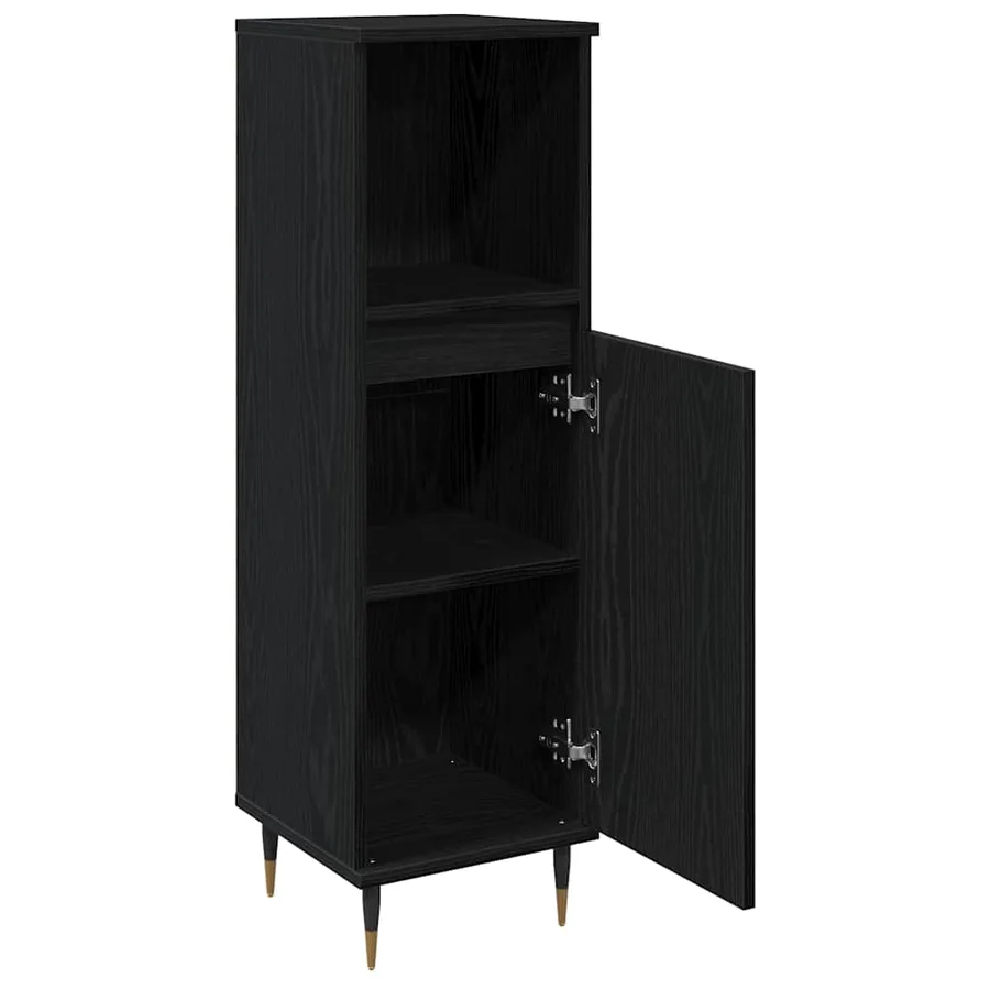 Cabinet de salle de bain avec porte Chêne noir 30 x 30 x 100 cm - 5