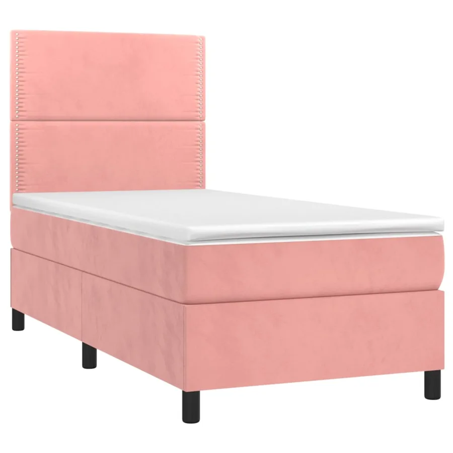 Sommier à lattes de lit matelas et LED Rose 100x200 cm Velours - 3