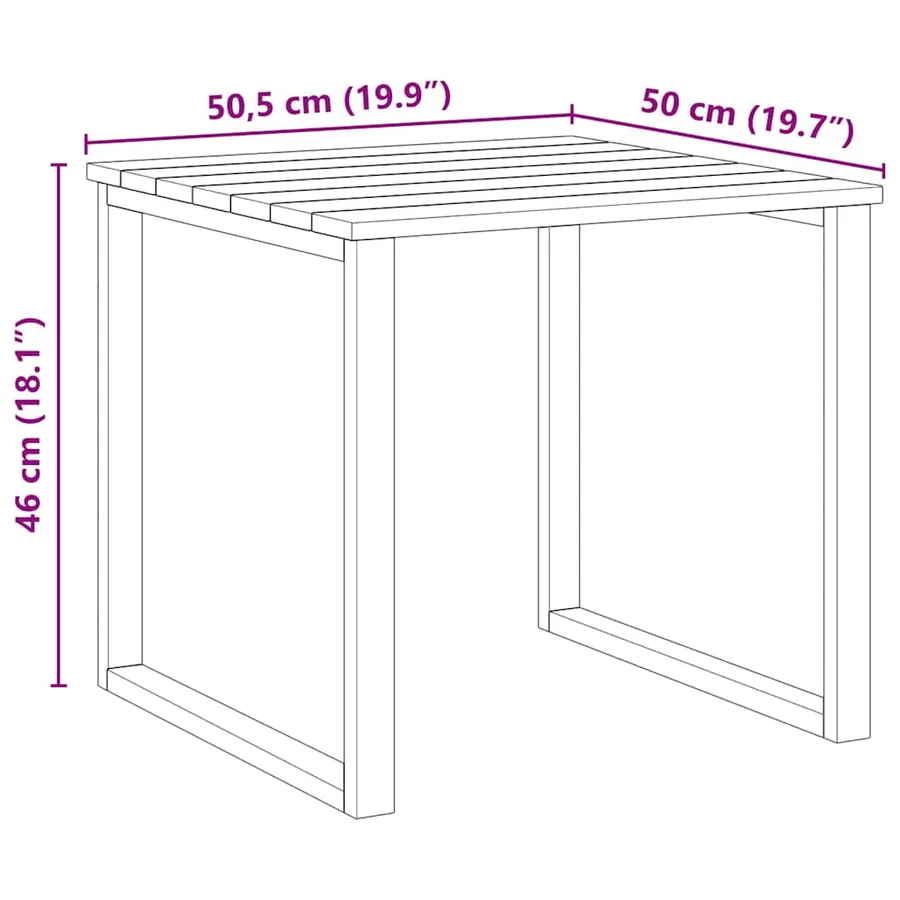 table Naturel 50,5 x 50 x 46 cm Pinède imprégnée - 9