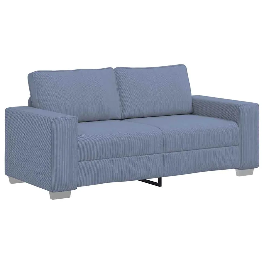 Canapé deux places bleu 180x77x82 cm en tissu velours côtelé - 2