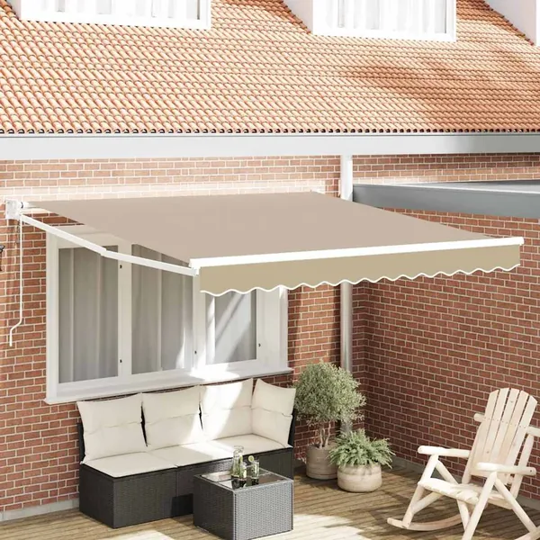 Auvent rétractable Beige 350 x 250 cm Polyester et métal
