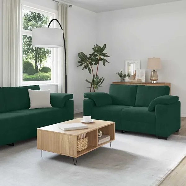 Ensemble de canapés 3 pcs avec coussins Vert foncé Velours