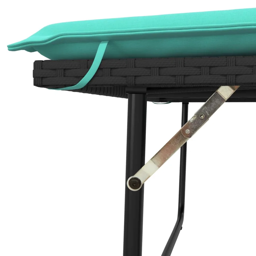 Banc de jardin avec coussins et repose-pieds noir résine tressée - 9