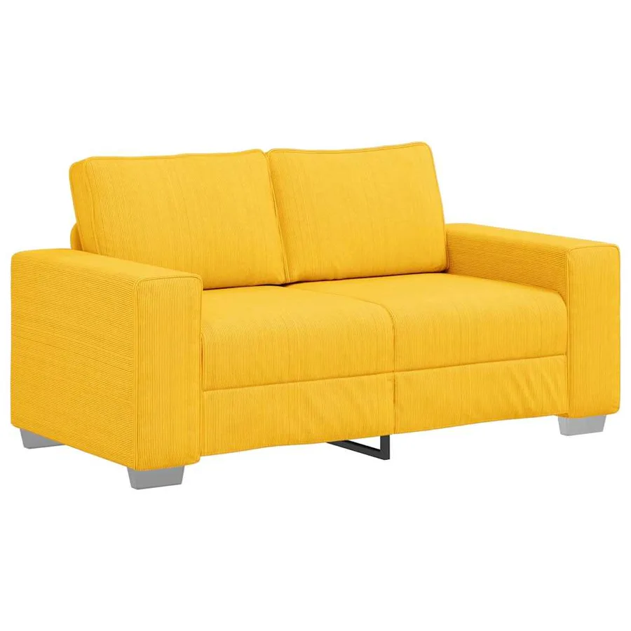Canapé deux places jaune clair 160 x 77 x 82 cm en tissu velours côtelé - 2
