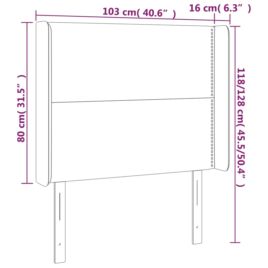 Tête de lit avec oreilles Rose 103x16x118/128 cm Velours - 9