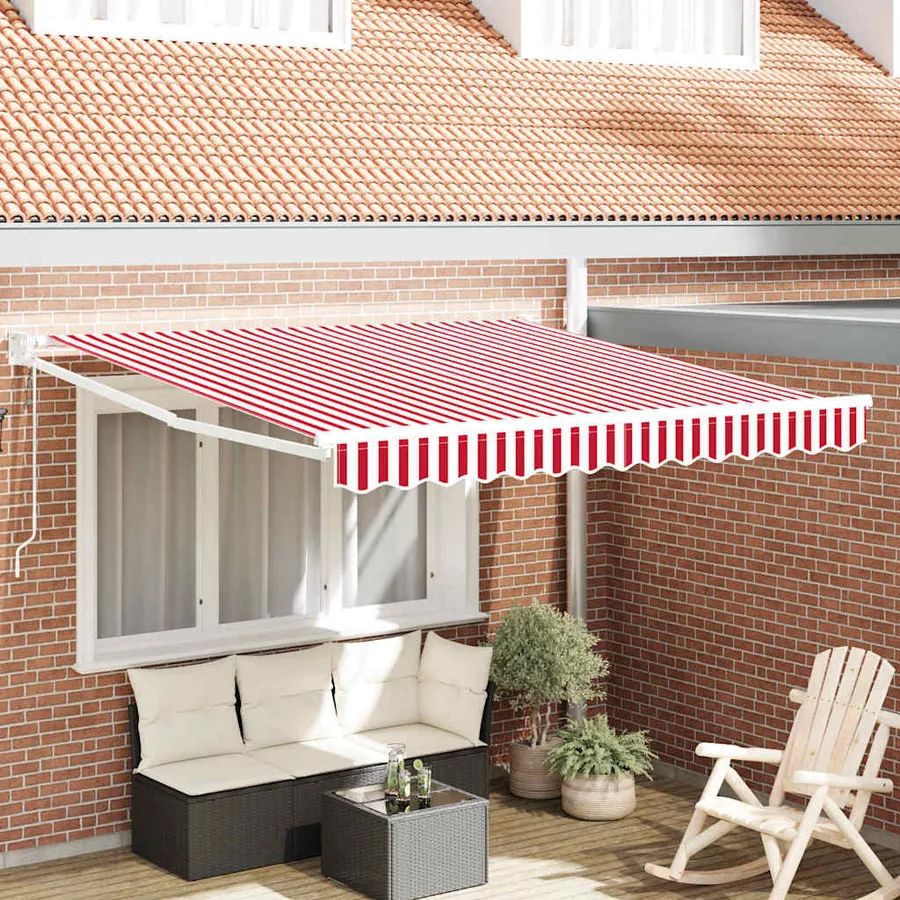 Auvent rétractable Rouge 300 x 250 cm Polyester et métal