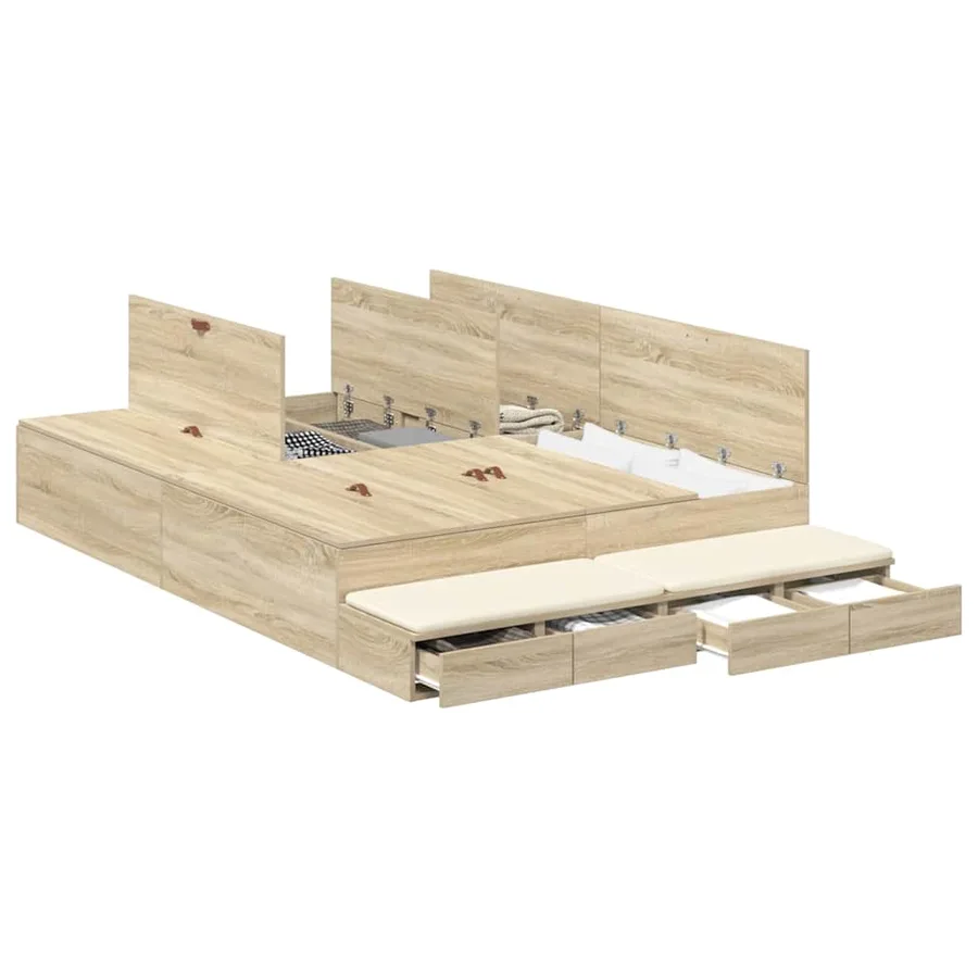 Cadre de lit avec rangement avec tiroir Chêne Sonoma 140 cm - 3