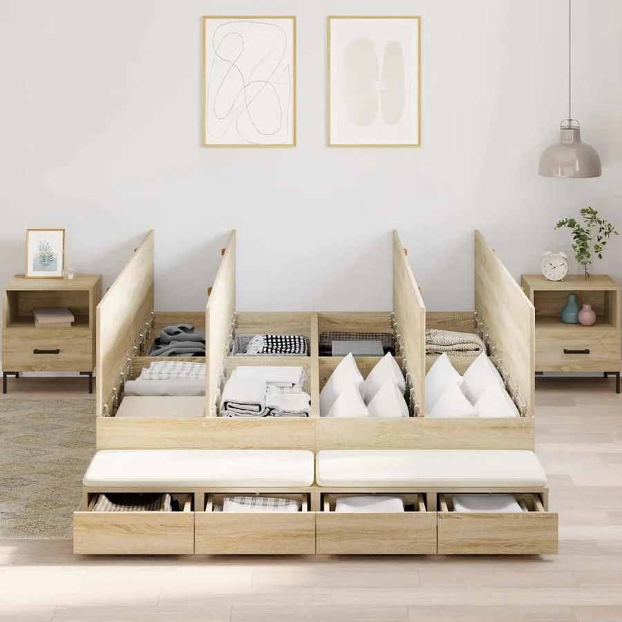 Cadre de lit avec rangement avec tiroir Chêne Sonoma 140 cm - 4