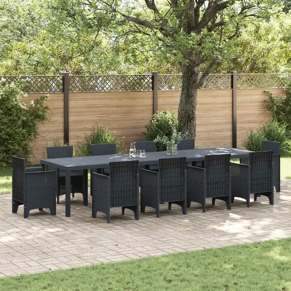 Table de Jardin Anthracite 350 x 100 x 74 cm polyrotin