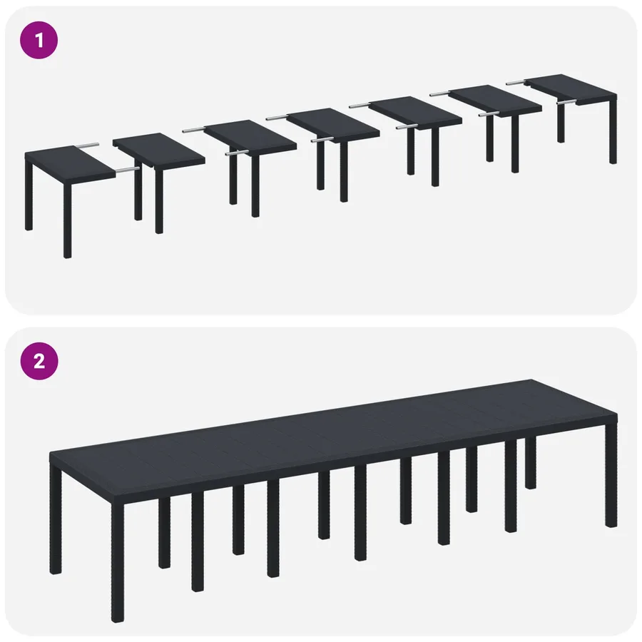 Table de Jardin Anthracite 350 x 100 x 74 cm polyrotin - 10