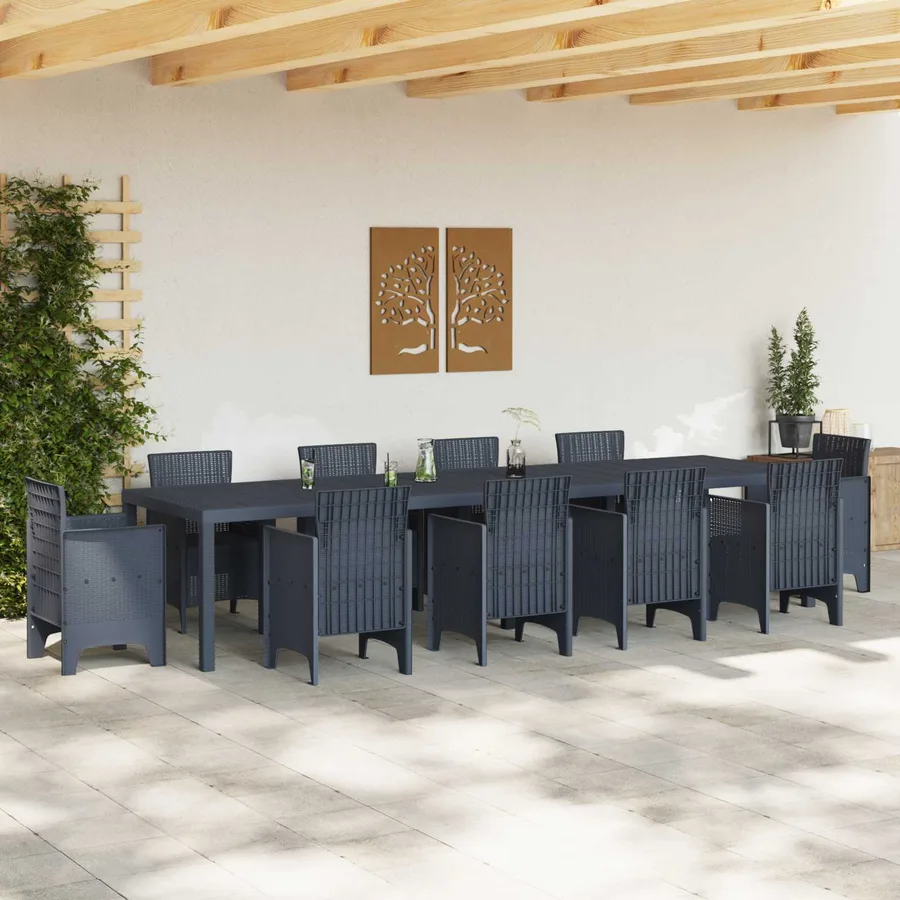 Table de Jardin Anthracite 350 x 100 x 74 cm polyrotin - 3