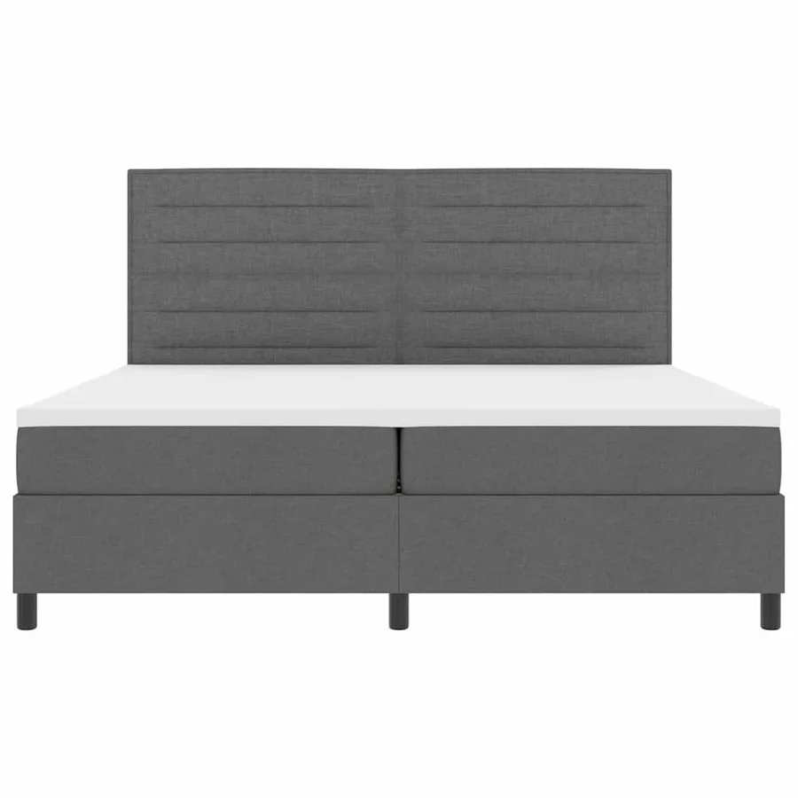 Lit à ressorts avec matelas Gris foncé 200 x 200 cm tissu - 6
