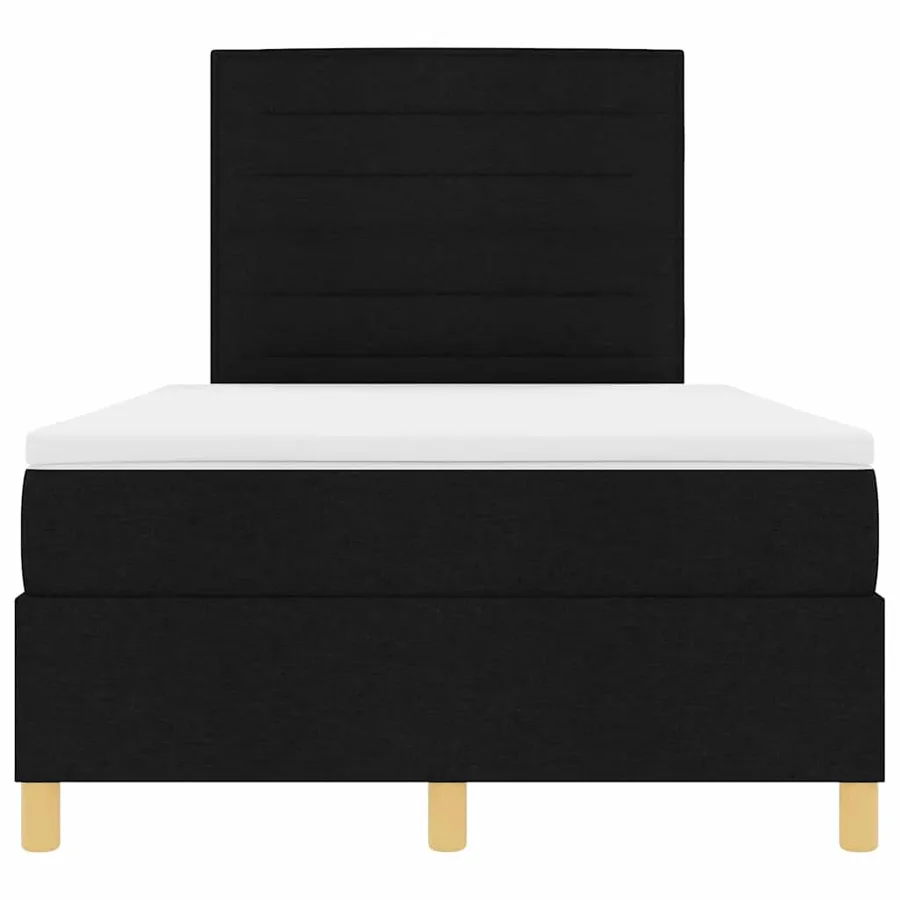 Lit à ressorts avec matelas Noir 120 x 200 cm tissu - 7