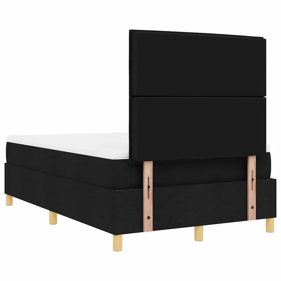 Lit à ressorts avec matelas Noir 120 x 200 cm tissu - 9