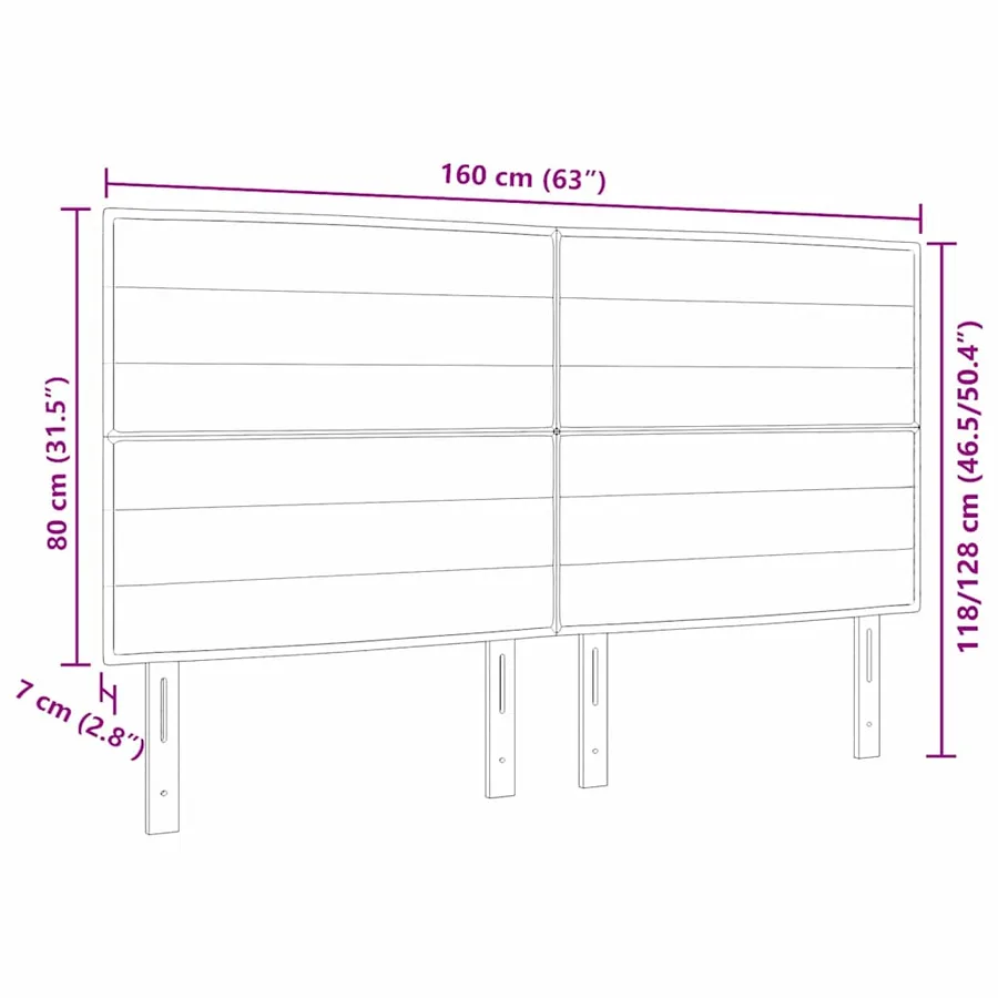 Tête de lit LED avec bandes LED Noir 160 cm tissu - 8